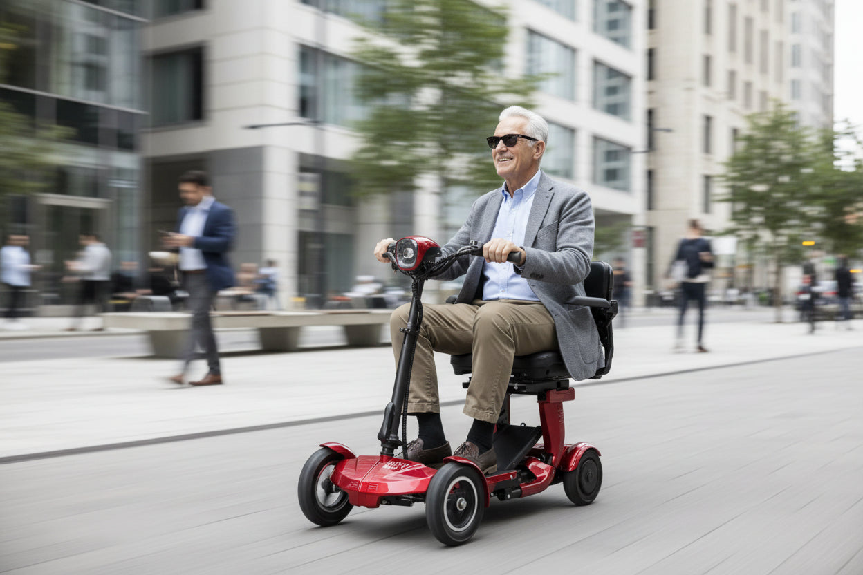 Seniorenmobil AM Klapp Quad 400 Li Ion Akku, 6 km/h mit 3 Gängen - klappbar - rot