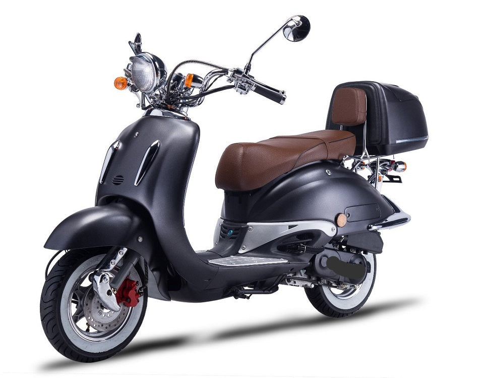 Strada - 50 ccm Euro 5 mattschwarz - Sitzbank braun - Heute bestellen, Vorfreude sichern - Lieferung startet Ende September