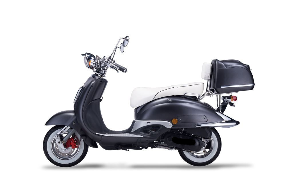 Strada - 50 ccm Euro 5 mattschwarz - Sitzbank weiß - Heute bestellen, Vorfreude sichern - Lieferung startet Ende September