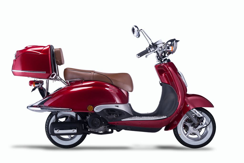 Strada - 50 ccm Euro 5 rot - Sitzbank braun - Heute bestellen, Vorfreude sichern - Lieferung startet Ende September