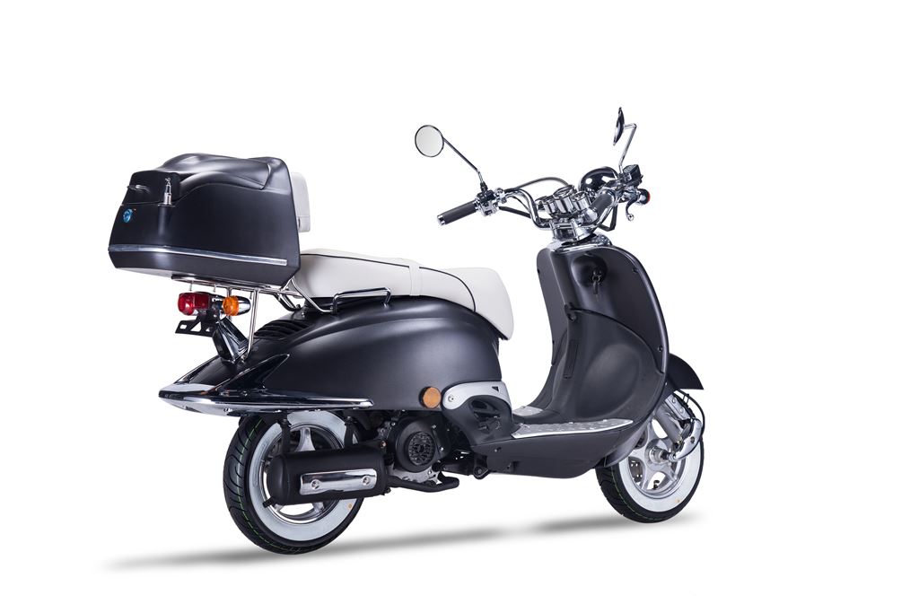 Strada - 125 ccm Euro 5+ mattschwarz - Sitzbank weiß - Heute bestellen, Vorfreude sichern - Lieferung startet Ende September