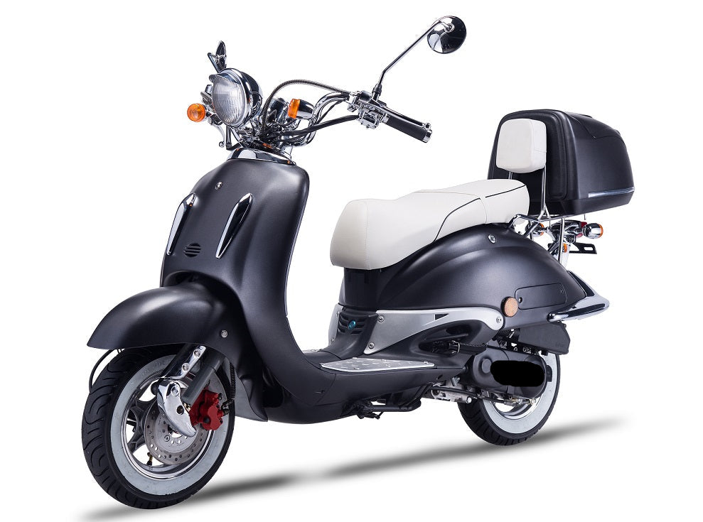 Strada - 50 ccm Euro 5 mattschwarz - Sitzbank weiß - Heute bestellen, Vorfreude sichern - Lieferung startet Ende September