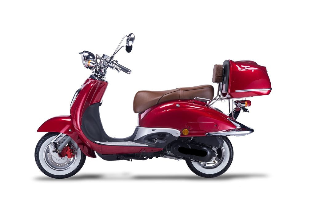 Strada - 50 ccm Euro 5 rot - Sitzbank braun - Heute bestellen, Vorfreude sichern - Lieferung startet Ende September