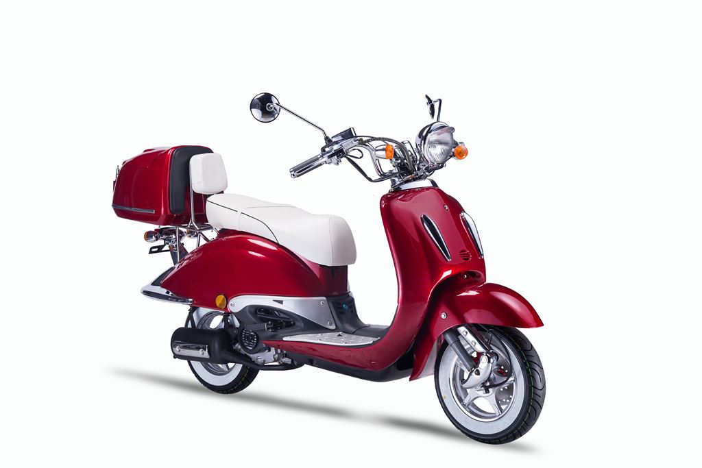 Strada - 50 ccm Euro 5 rot - Sitzbank weiß - Heute bestellen, Vorfreude sichern - Lieferung startet Ende September