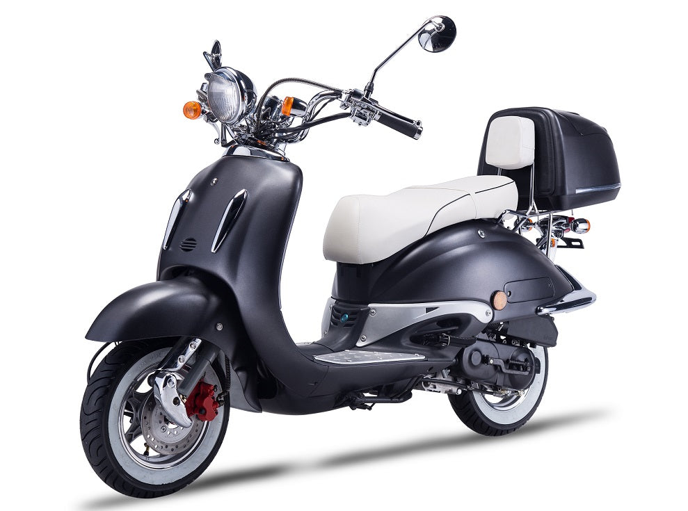 Strada - 125 ccm Euro 5+ mattschwarz - Sitzbank weiß  - Heute bestellen, Vorfreude sichern - Lieferung startet Ende September