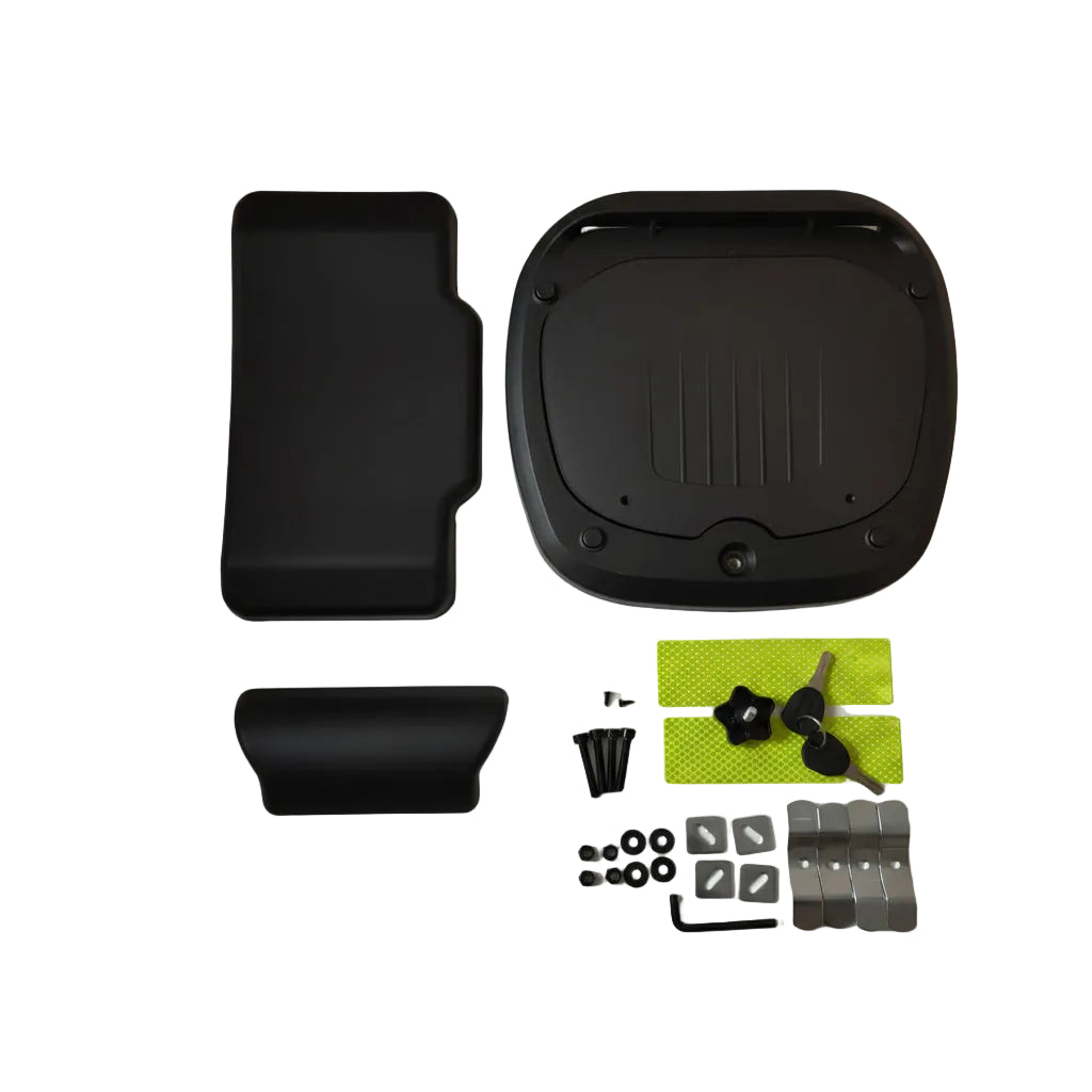 Top Case universal 45 Liter schwarz - Alu Optik - ABS Kunststoff - Rückenpolster